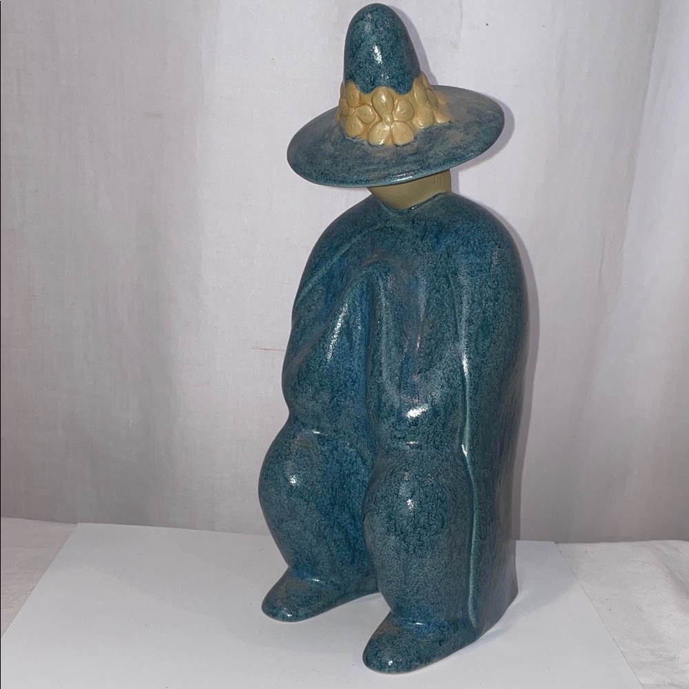 JACK BLACK PRAYING MAN NAVAJO NATIVE AMERICAN CERAMIC SCULPTURE IN TURQUOISE 84